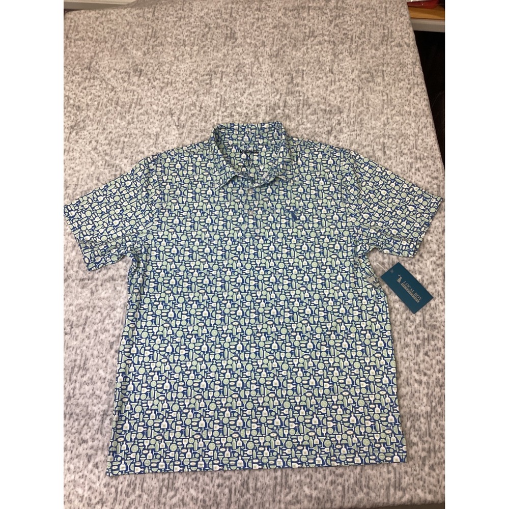 Local Boy Outfitters Dirty Myrtle Polo Royal Margarita Blue Green Men Medium NWT